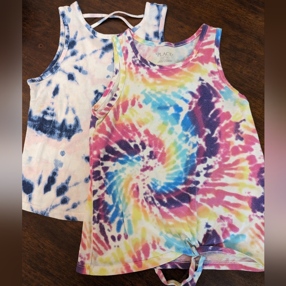 Children's Place, girls tie-dye tank tops, size 7/8